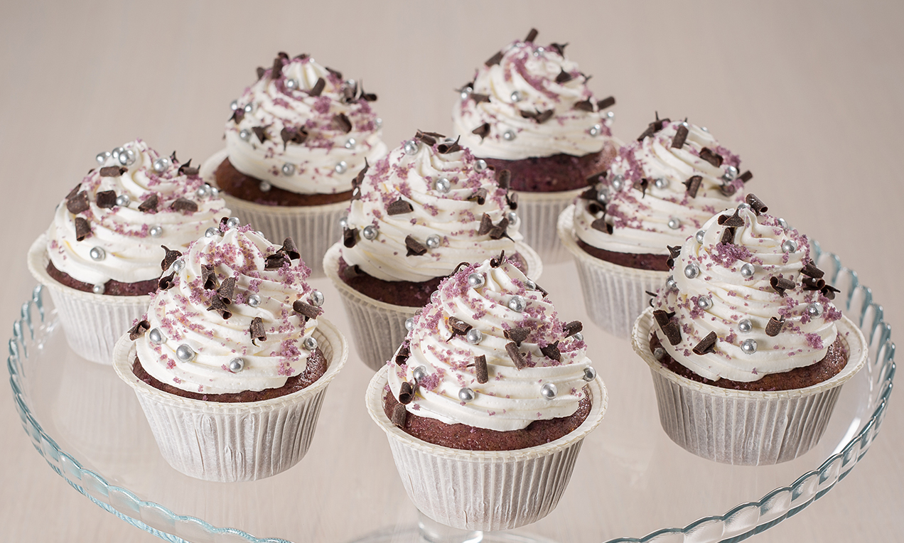 Violet velvet cupcake