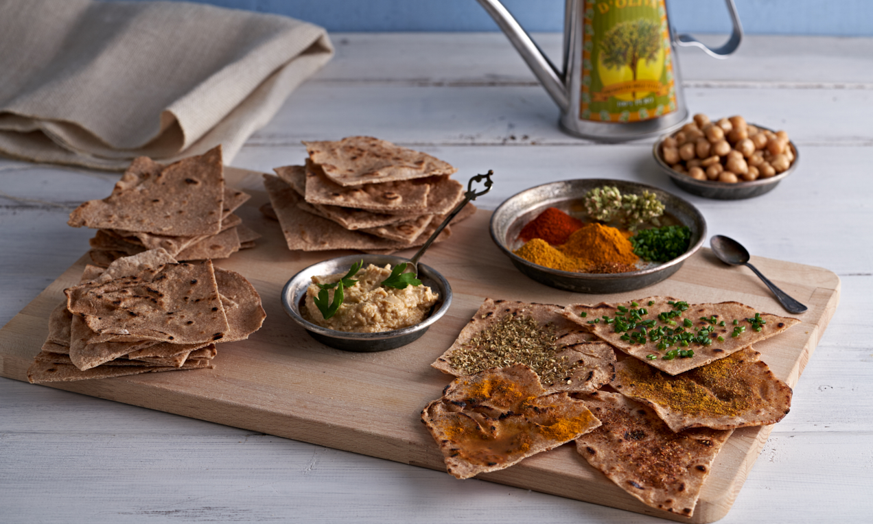 Triangoli di piadina di farro speziati