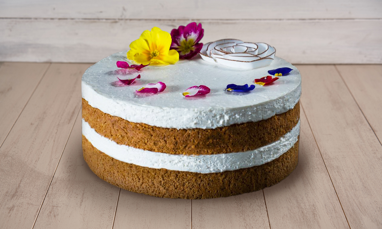 Sponge cake con crema al cocco